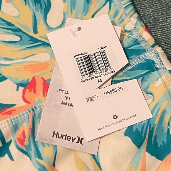 NWT Hurley V-SHAPED WAIST LEGGING HAWAIIAN GARDEN Sz. Medium - Picture 5 of 7